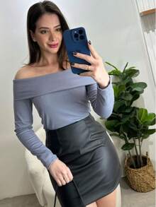 WOMEN'S LONG SLEEVE TAKE IT DOWN BLOUSE - Grey - View 1