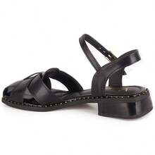 Vitrine shoes Flat Sandals Low Heel Closed Casual Showcase Shoes Baroque Vintage Elegant PU Leather Buckle - 黑色 - 查看 3
