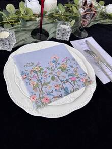 20 Pieces/Pack Disposable Colorful Natural Flower Printed Napkins, 13x13 Inch, Vintage Style, For Wedding, Holiday, Tea Party, Dining, Home Decor, Restaurant, Party Supplies, Made Of Virgin Wood Pulp - Multicolor - View 8