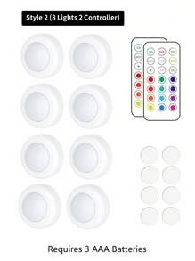 Luz LED de gabinete inferior con control remoto inalámbrico, luz LED inferior individual, iluminación de ambiente colorida para días festivos, luz nocturna regulable del gabinete LED del gabinete, lámpara de decoración para pasillo y armario