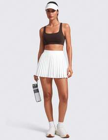 CRZ YOGA Butterlift Sujetador Deportivo para Mujer con Cuello Cuadrado y Doble Forro con Espalda Cruzada - Marrón Fudge Caliente - Ver 10