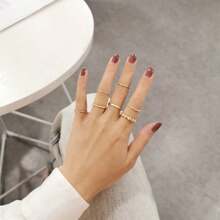 Set de 7 anillos minimalistas y lisos para apilar