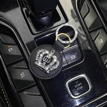 1pc Crown Design - Keychain, Sparkling Rhinestones - Key Chain, PU Leather, Women Bag Decoration, Key Holder Pendant, Applicable For Car Keys, House Keys, Motorcycle Keys - Black - View 7
