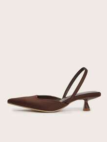 女士纯色小猫跟鞋，优雅尖头高跟鞋，时尚踝带高跟鞋