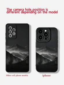 1 件时尚山地印花穿孔直边彩绘防摔手机壳，兼容 16/11/16pro/16plus/16promax/16e/15Promax/13/14/12/XS/XR/7G/8P，兼容三星 Galaxy S25/S25PLUS/S25 Ultra/A16/A36/A26/A56/A50/A12/A32/A52 防水防震防刮 - 彩色 - 查看 4