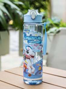 1pc 750ml/25oz Cartoon Pony Themed Plastic Water Bottle, Leak-Proof, Portable, Straw, Hand Washable, Suitable For Outdoor Activities, Games, Cycling, Camping, Great For Holidays And Birthday Gifts