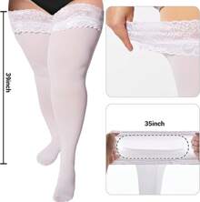 Ligueros extra grandes de madera de luna para mujeres, medias hasta el muslo de 55 deniers, semitraslúcidos con parte superior de encaje de silicona que se mantienen arriba, lencería y pantimedias