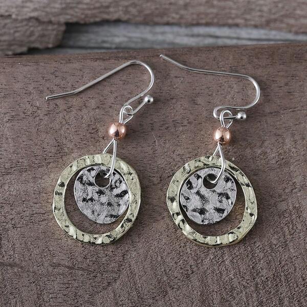 1 Pair Vintage Geometric Circle Pendant Earrings, Fashionable & Exquisite