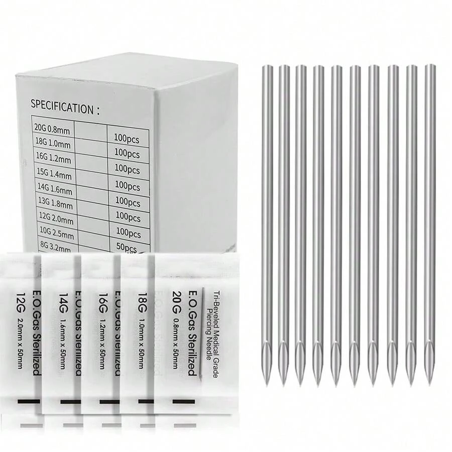 混合穿孔针尺寸 12G 13G 14G 16G 18G 20G 穿孔针适用于所有穿孔 - 銀色 - 查看 1