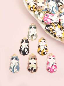 10pcs Cute Expression Cat Drip Oil Alloy Charms, Vibrant Playful Necklace Bracelet Earrings Keychain And Dust Plug Accessory DIY 6-Colors Kawaii Pet Kitten Pendants - Suitable For Cat Lover & Handicraft Enthusiasts