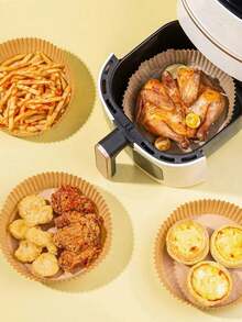 30/50/100 件圆形空气炸锅配件，空气炸锅一次性烘焙纸衬垫防油纸盘，不粘烘焙垫，防水，微波炉烘焙纸，空气炸锅配件空气炸锅烘焙纸