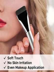 Traceless Flat-Head Foundation Brush, Ultra-Thin Foundation 4-In-1 Liquid Foundation Artifact Powder Puff, Professional Multi-Purpose Eyebrow Brush With 3D Effect, 1 Large Makeup Powder Puff + 2 Smooth Foundation Brushes + 1 Large Palette, Straight-Shaped Foundation Brush, Mask Brush, Flat-Head Liquid Foundation Brush, Thin, Traceless And Powder-Free Makeup Brush, 1/2/3/4-Piece Makeup Brush Set