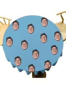 1块定制圆形桌布 - 可印您的肖像，可水洗防污涤纶面料，适合圣诞节、万圣节、情人节、新年、复活节、感恩节、父亲节、母亲节等节日的装饰和礼物。为您的节日增添一抹特别的色彩，是送给女朋友、男朋友、妻子或丈夫的完美礼物。