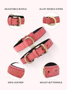 撞色复古皮革宠物项圈 - 防爆可调节狗项圈，适合小型、中型和大型犬 - 藏蓝色 - 查看 6