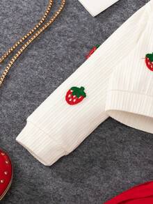 BASUSARRI 2pcs/Set Girls' Strawberry Decor Cardigan Dress With Button, Sleeveless Elegant Pleated Dress Suitable For Spring Autumn, Fashionable Casual Outfit For Birthday Party, Daily Wear