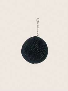 Set de 2 piezas: Riñonera y bolso de pecho decorados con strass para mujer, con compartimento para monedas, adecuado para salidas de verano, deportes, regalo del Festival del Eid - Negro - Ver 9