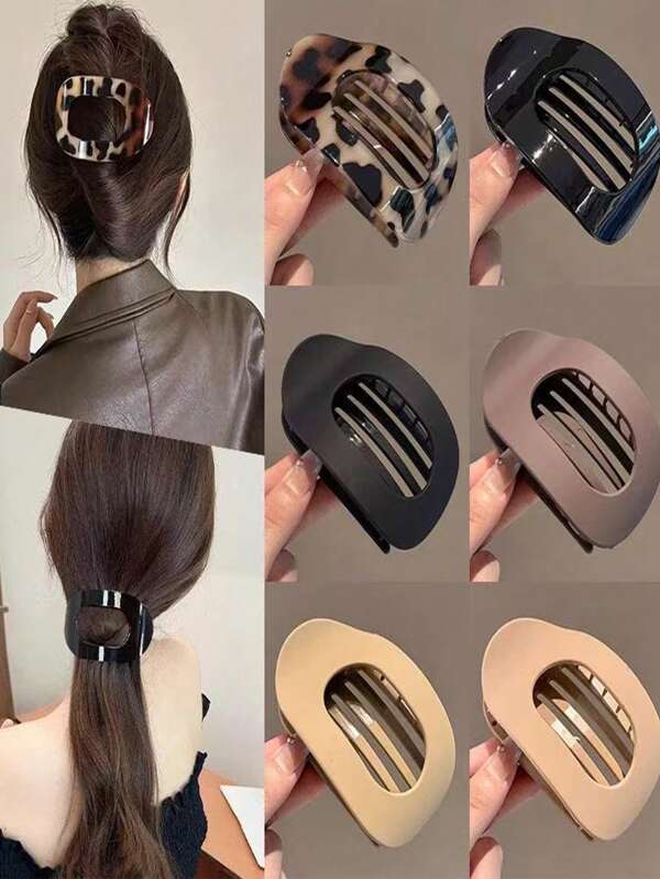 4pcs/2pcs/1pc Upgraded Large Non-Scratch Abalone Hair Clips, Women Round Flat Hairpins For Bun, Curved Non-Scratch Ponytail Clips, Hair Accessories, Flat Round Hairpins, Strong Duck Mouth Clips, Comfortable Curved Design, Multiple Colors Available, More Economical When Bundled