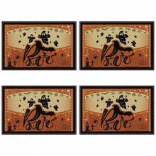 Set de 4/6/12 manteles individuales - Diseño de calabaza de horror, bruja y murciélago - Manteles individuales impresos creativos, resistentes al calor, decoración de mesa de cocina y comedor para Halloween, decoración de habitación, ajuste de mesa para fiestas festivas, aumenta el ambiente festivo