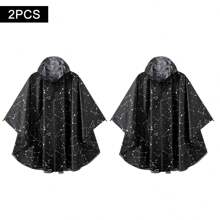 Women's Waterproof Hooded Rain Poncho-Plaid Pattern,Sportwear With Pockets & Zip Closure