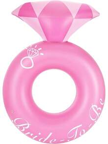 HeySplash Pool Floats, Inflatable Ring Pool Float, Large Engagement Ring Floatie Bachelorette Party, Swim Tube River Lake Wedding Bride Stagette Decor Fun Toy Raft Adults, Gold - H鑽戒指 浮粉紅色 - 查看 1
