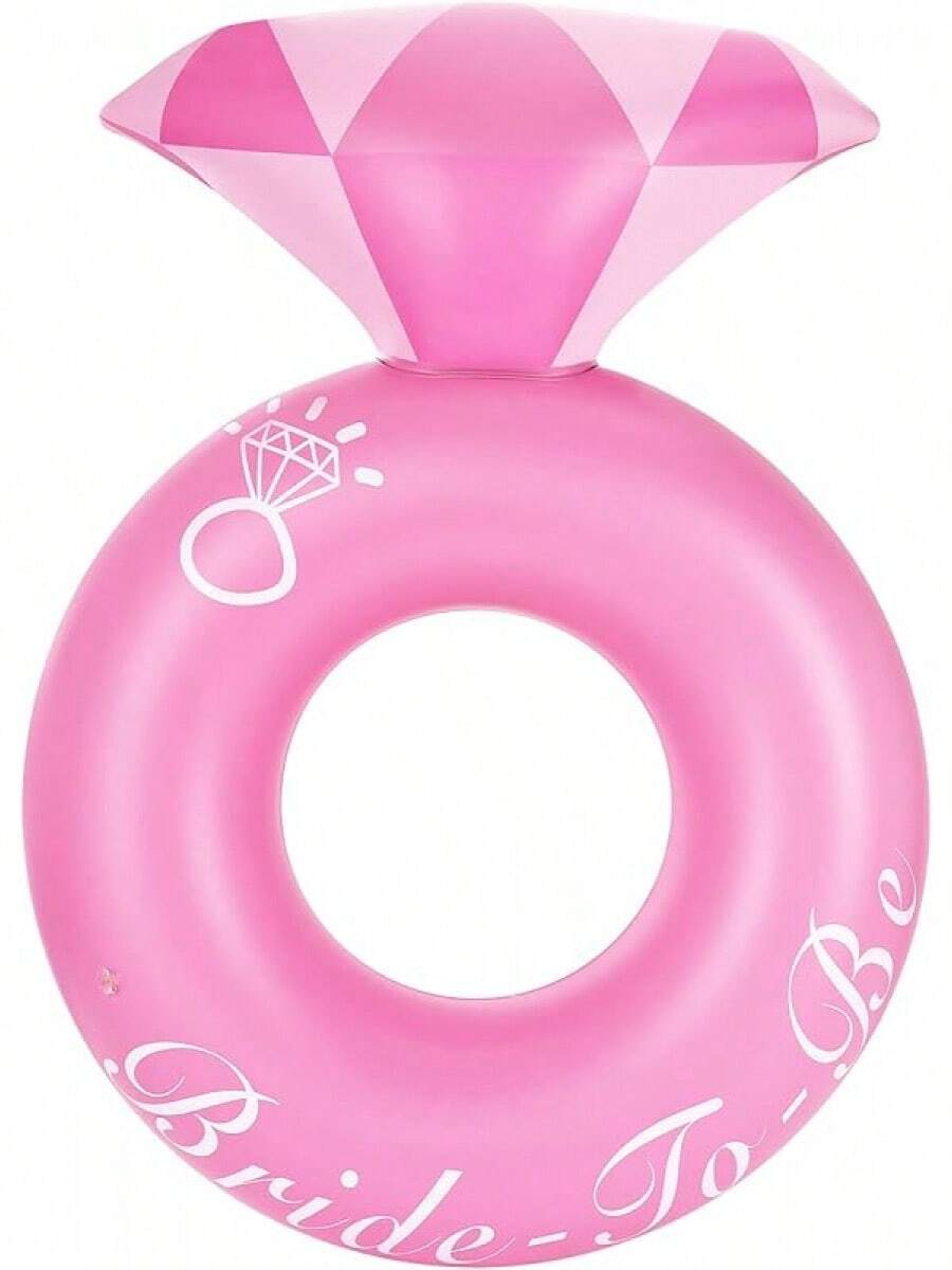 HeySplash Pool Floats, Inflatable Ring Pool Float, Large Engagement Ring Floatie Bachelorette Party, Swim Tube River Lake Wedding Bride Stagette Decor Fun Toy Raft Adults, Gold - H鑽戒指 浮粉紅色 - 查看 1