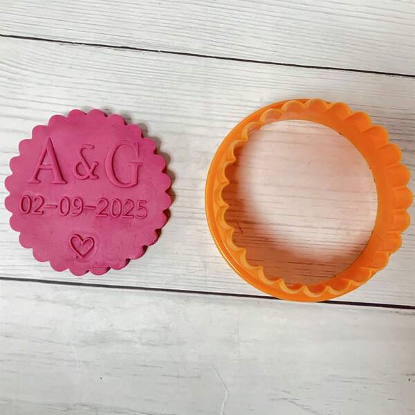 Customize Text With 2 Cookies Cake Decorations Halloween And Christmas DIY Cutters Sugar Cake Templates Wedding Clay Fondant Embosser Name Cake Mold Handmade Cookie/Biscuit Embosser Stamp