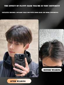 Men's Wig With Increased Hair Volume On The Top Of The Head, Synthetic Fiber Fluffy Hair Root Seamless Invisible Small Piece Pad Hair Piece High Bun Artifact, Suitable For Daily Wear - Multicolor - View 9