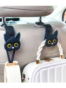 1 Stück 3D Cartoon Katze Auto Kopfstützen Haken, Universal Auto Zubehör Organizer, Zusätzlicher Aufhänger für Einkaufstüten, Handtaschen, Geldbörsen, Jacken, süße Auto Dekoration, Autositz Rückenlehnen Aufhänger