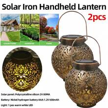 NetHong 2SET LED Solar Powered Morrocan Lantern Hanging Outdoor Lamp Light Garden Decor - 2pcs Copper Round Lantern - View 6