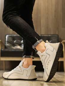 4-Season Men's Outdoor Casual Sports Shoes With Contrast Color, Rubber Sole, Anti-Slip And Durable - white ash - View 3