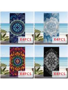 1 PC Geometric Patterns Ultra-Fine Fiber Magnetic Fixed Beach Towel, Fast Drying Super Absorbent Lightweight Travel Towel, Multi-Color Printed Swimming Towel, Camping Towel, Swimming Pool, Water Sports, Yoga, Gym, Backpack