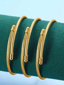 3 pulseiras de aço titânio da moda, design minimalista e versátil para mulheres, acessórios diários