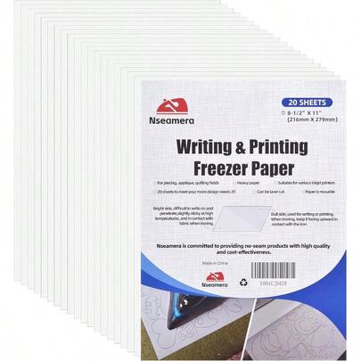 Heavy Duty Freezer Paper Sheets For Quilting Applique Piecing 8.5x11 Inches 20 Sheets Printable Laser Cuttable Freezer Paper For Quilters