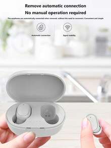 Auriculares inalámbricos estéreo internos con reducción de ruido, batería de 200 MAH con estuche de carga para IOS/Android/Conductores/Negocios/Oficina - Blanco - Blanco - Ver 4