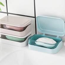 1 Peça Porta-Sabonete com Cobertura Criativa e Virável, Caixa de Sabão Drenante Transparente e Minimalista para Casa, Dormitório, Banheiro, Varanda