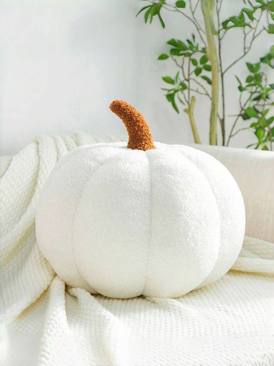 南瓜枕头，柔软可爱的万圣节南瓜装饰枕头，非常适合为您的家居装饰增添节日气氛。这款南瓜枕头非常适合在卧室或沙发垫上使用，是送给家人和朋友的绝佳万圣节礼物。 - 白色 - 查看 1