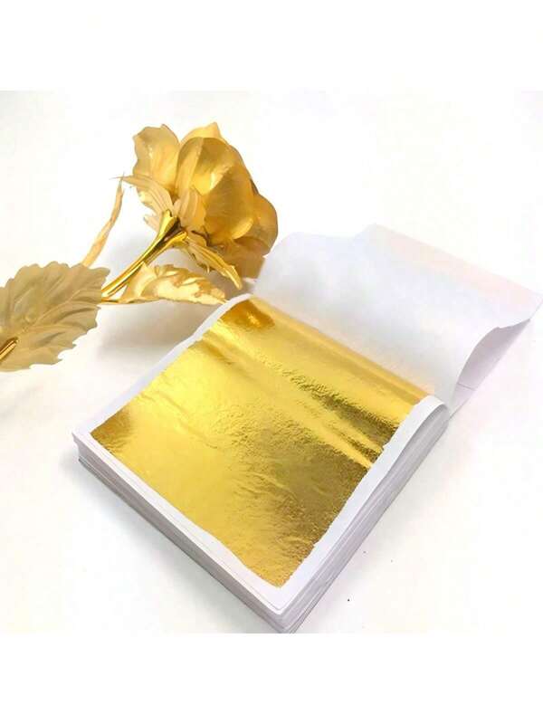 100 Blatt essbares 24 Karat Gold Blattgold, Silber, Roségold Flocken für Gerichte, Chefkunst, Schokoladenkuchen, Backdekoration