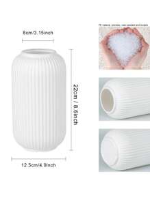1/2pcs Ceramic Look Plastic Composite Vase, Unbreakable Vase, Height 7.8 Inch Plastic Vase, Simple Tabletop Vase, Dried Flower Vase For Pampas Grass Decoration And Artificial Flower Vase For Home Decor, Bohemian Vase For Wedding Party Table Home Decor
