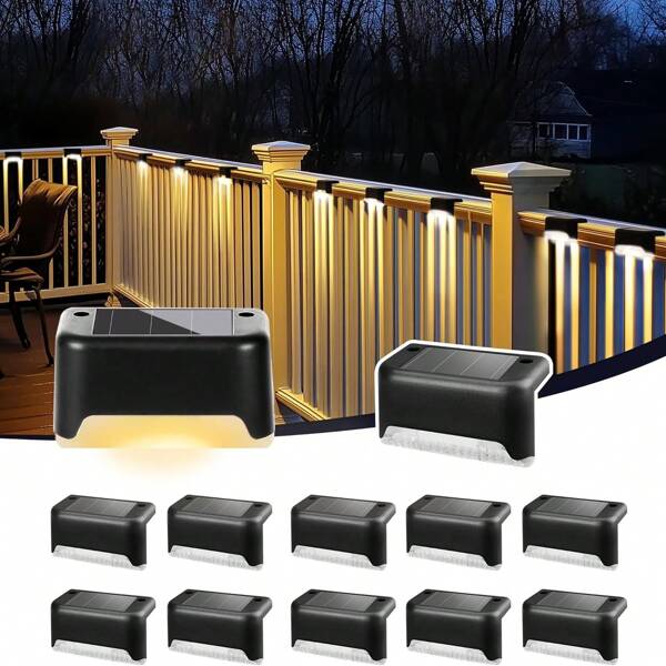 1/4/8/12 paquete Luces solares para exterior, luces solares a prueba de agua para escalones, valla, jardín, patio y senderos