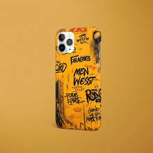 Funda para teléfono (1 unidad) YellowStreet Graffiti, acabado mate premium, compatible con phone 16 Pro/15/14/13/12/11 - Naranja - Ver 5