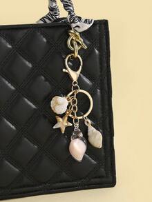 1 件全新创意逼真海洋生物海星和贝壳吊坠夜光水晶海星和贝壳吊坠女士包包吊坠礼物送给朋友适合日常使用海滩配饰海滩必需品度假