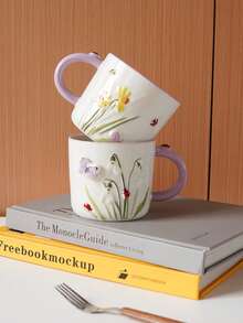 1 cốc gốm sứ 12,7oz hình hoa và bướm thanh lịch, cốc cà phê bướm dập nổi 3D, đồ uống thiết kế hoa và côn trùng chất lượng cao tinh tế, thích hợp để trang trí nhà cửa, cà phê latte, phòng khách, phòng ngủ, văn phòng, quà tặng - Nhiều màu - Xem 7