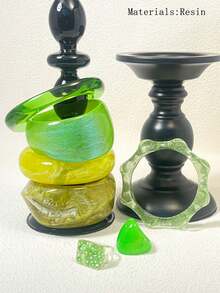 1pc Vintage Versatile Tie Dye Resin Bangle, Glitter Geometric Design, Gradient Fit For Banquet & Party, All Season Wear, Green