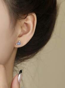 1 pieza Pendientes de plata de ley 925 con circonita, pendientes decorativos creativos y personales con un toque elegante, adecuado para uso diario de las mujeres, regalo para el Día de la Madre/Novia/San Valentín