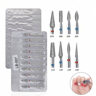 10 piezas Fresa de diamante para manicura, accesorio de broca de taladro eléctrico para uñas para pedicura