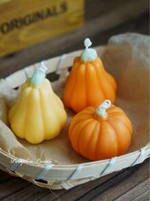 1 pieza Vela con aroma a calabaza en forma de calabaza, adecuada para decoración de Halloween, decoración del hogar, fiestas, mesa de comedor, regalo festivo, cena, banquete/fiesta, relajación/meditación, iluminación ambiental