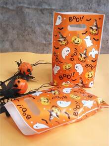 20/50 pièces Sacs fourre-tout avec design citrouille orange et fantôme pour Halloween, sacs de fête avec lettre "Boo", sacs d'emballage cadeaux, sacs décoratifs mignons pour vacances, décorations Halloween