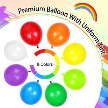 113pcs Rainbow Balloon Arch Kit, Includes Red, Purple, Yellow, Blue, Orange, White, Lime Green Balloons, Suitable For Graduation, Baby Shower, Colorful Rainbow, Boy/Girl Kids Birthday Party Decor - Multicolor - View 7