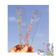 4 piezas Regla de vinilo con diseño floral - 15,01 cm Herramienta de medición transparente, patrón floral colorido, precisión en centímetros, para la escuela y la oficina, regla floral de vuelta al colegio, regla especial de primaria de 15 cm multifuncional de acrílico transparente, regla de dibujo transparente, suministros imprescindibles para la vuelta al colegio y la temporada de vuelta al colegio - Multicolor - Ver 9