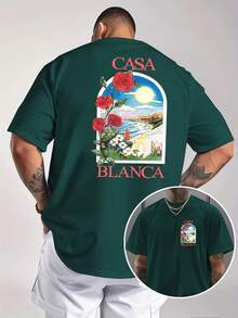 Camiseta de Manga Corta Casual y Holgada para Hombre - Estampado de y Rosa de la Casa Blanca, Camisa de Verano Roja Brillante, Cuello Redondo Transpirable, Regalo Lavable aáquina para Él, Ropa de Vacaciones en la Playa, Camisa de Inspiración Retro, Top de Fácil Cuidado, Camiseta de Uso Diario, Diseño Vintage, Camiseta Ligera con Estampado, Moda de - Blanco - Ver 7